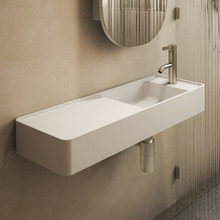Mod 900mm Matte White Wall Hung Basin with Overflow